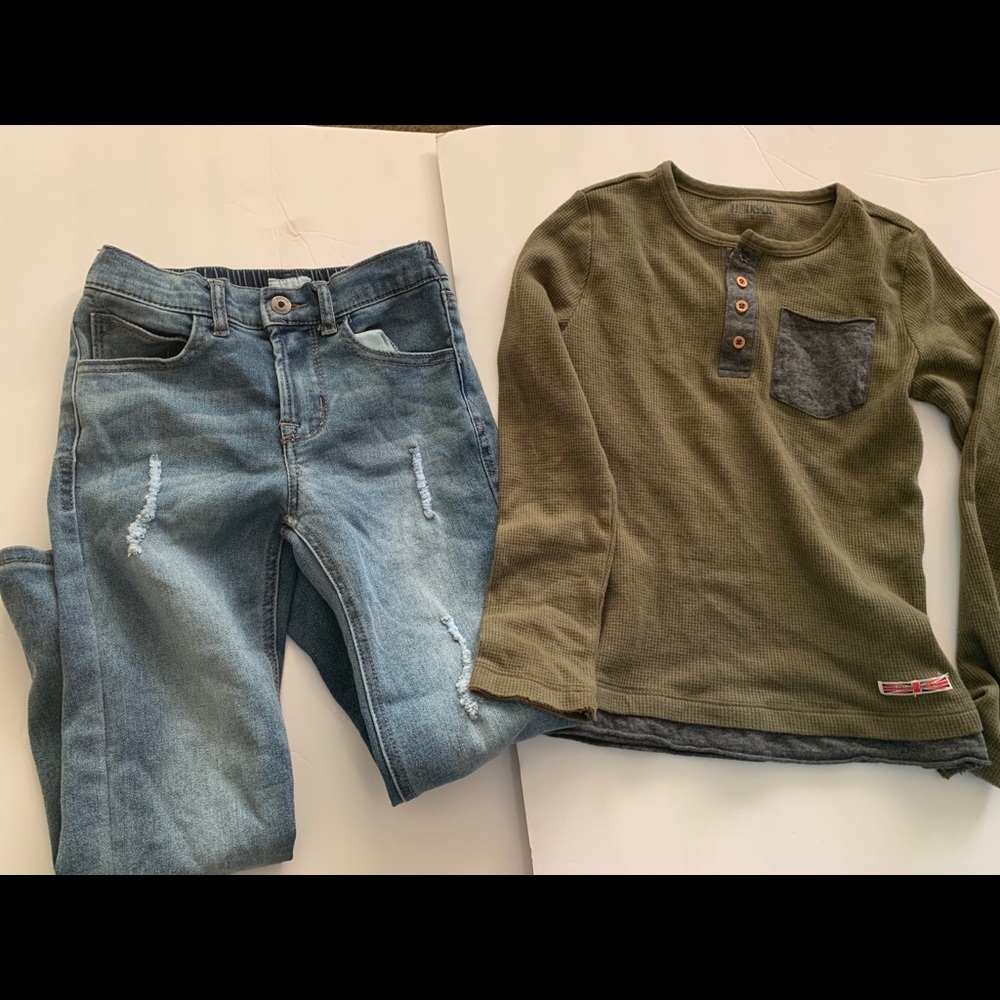 Boys Hudson jeans and shirt set size 6